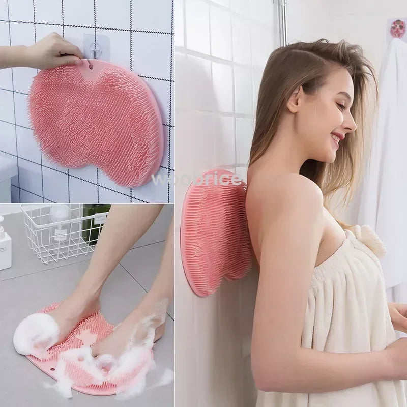 Silicone Shower Mat Foot Scrubber Back Brush