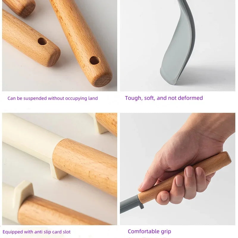 Silicone Cooking Spatula Wooden Handle