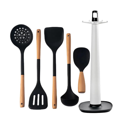 Silicone Cooking Spatula Wooden Handle