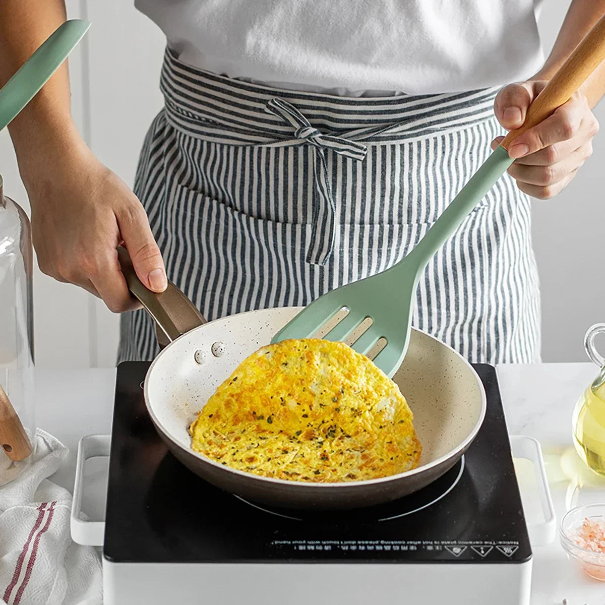 Silicone Cooking Spatula Wooden Handle