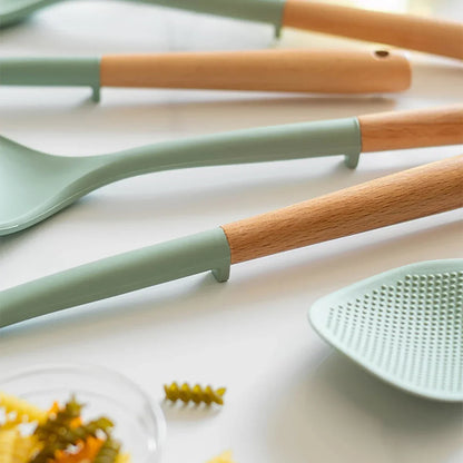 Silicone Cooking Spatula Wooden Handle