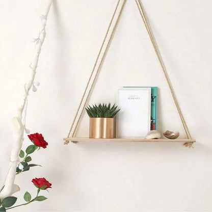 Wooden Swing Rope Wall Shelf