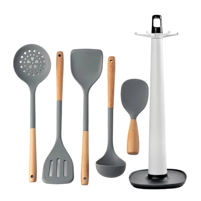 Silicone Cooking Spatula Wooden Handle