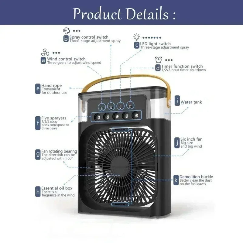 3-in-1 Portable Mini Air Cooler Fan