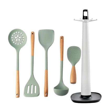 Silicone Cooking Spatula Wooden Handle