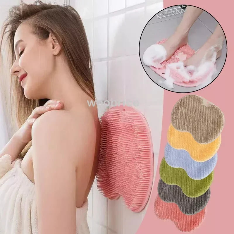 Silicone Shower Mat Foot Scrubber Back Brush