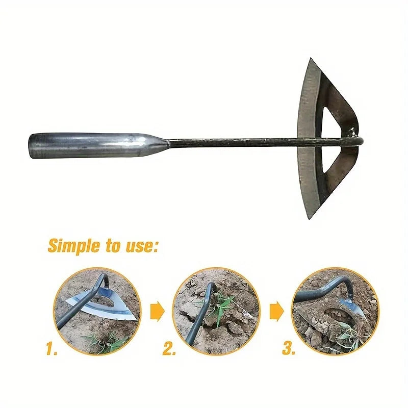 Premium All-Steel Hollow Hoe Handheld Weeding Rake